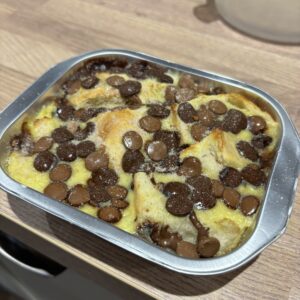 Belgian Chocolate Chip Bread and Butter Brioche Pudding (warm at home)